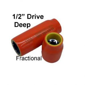 CEMENTEX Double Insulated FRACTIONAL 1/2" Deep Square Drive Sockets.